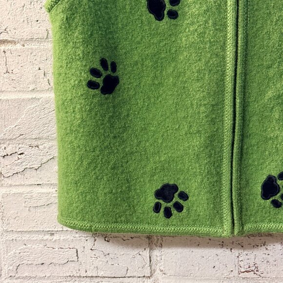 Lisa International Green Boiled Wool Leopard Cat Vest | Vintage Novelty - Picture 4 of 10